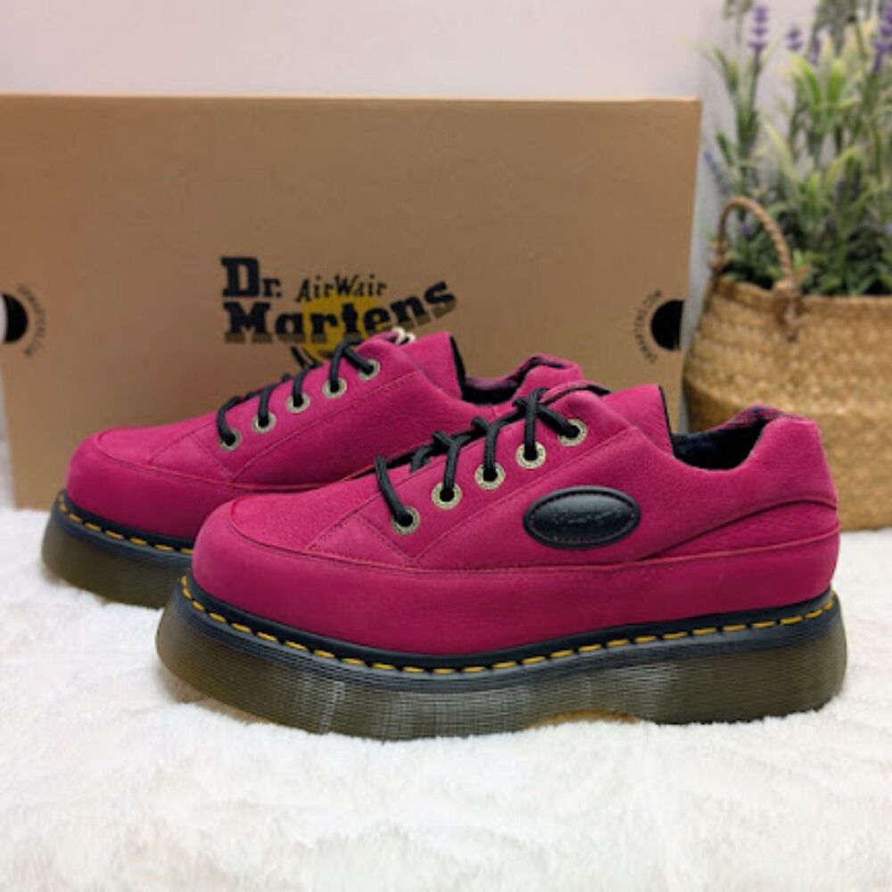 Dr. Martens Buzz 5i Fuchsia Pink Milled Nubuck WP Leather Lace-Up Shoes UK 7 NIB - Picture 2 of 14